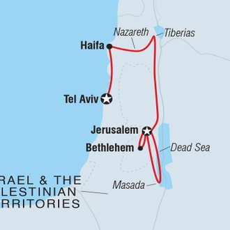 tourhub | Intrepid Travel | Premium Israel & the Palestinian Territories | Tour Map