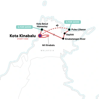 tourhub | G Adventures | Highlights of Sabah & Mt Kinabalu | Tour Map