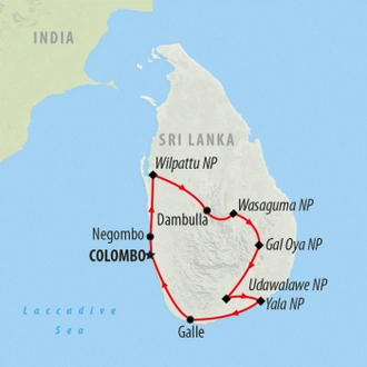 tourhub | On The Go Tours | Safari in Sri Lanka - 9 days | Tour Map