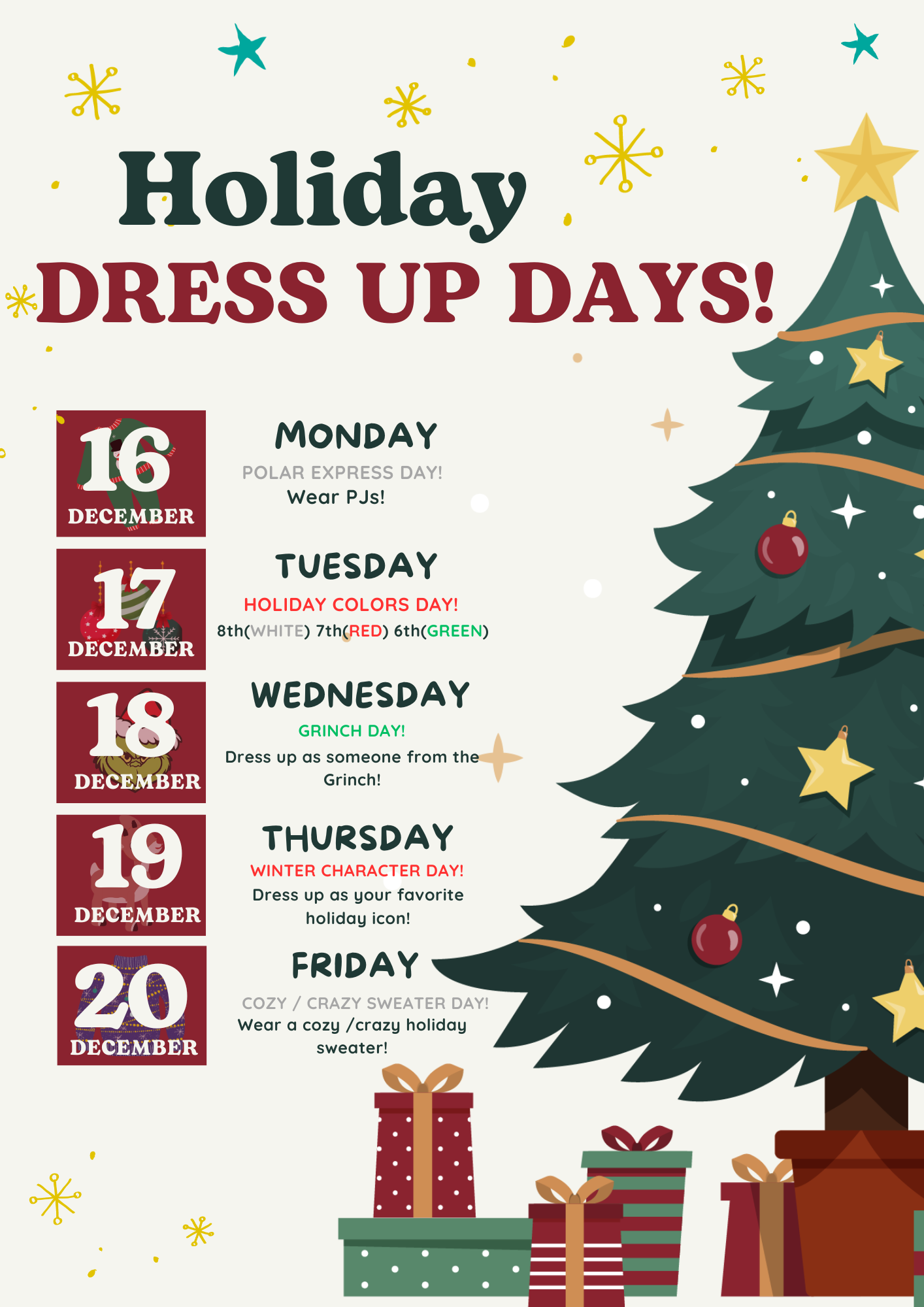 Holiday Dress Up Days