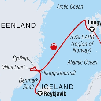 tourhub | Intrepid Travel | Ultimate Arctic Voyage: From Svalbard to Jan Mayen to Iceland | Tour Map