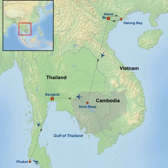 tourhub | Indus Travels | Essential Vietnam Cambodia and Thailand | Tour Map