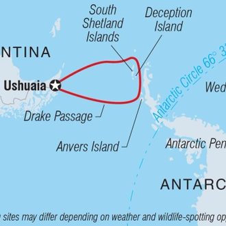 tourhub | Intrepid Travel | Best of Antarctica: Whale Discovery (Ocean Endeavour)  | Tour Map