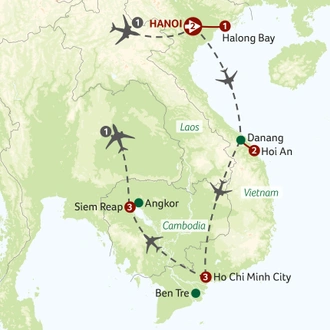 tourhub | Titan Travel | Essential Vietnam & Cambodia | Tour Map