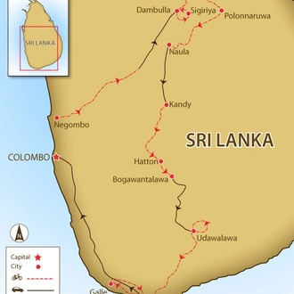 tourhub | SpiceRoads Cycling | Sri Lanka Spice Trails | Tour Map