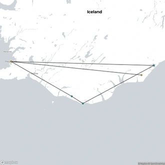 tourhub | Troll Expeditions | 2 Day Minibus Tour: South Coast, Jokulsarlon, Blue Ice Cave & Northern Lights | Tour Map