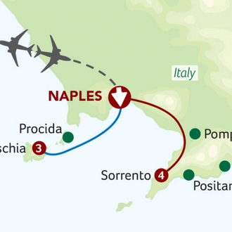 tourhub | Saga Holidays | Contrasts of Ischia and Sorrento | Tour Map