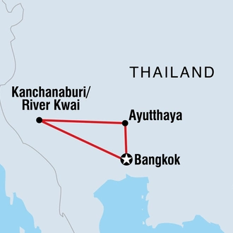 tourhub | Intrepid Travel | River Kwai & Ancient Thai Kingdoms | Tour Map