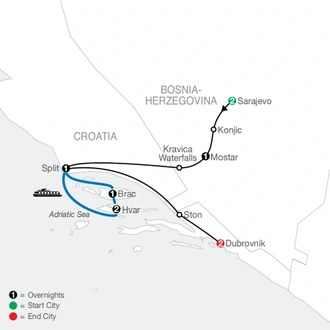 tourhub | Globus | Croatia Island Hopper | Tour Map