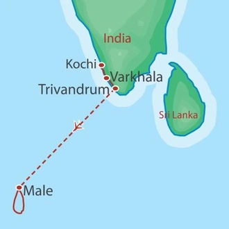 tourhub | World Expeditions | Kerala & Maldives Adventure | Tour Map