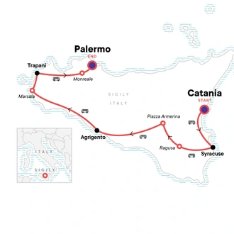 tourhub | G Adventures | Explore Southern Sicily | Tour Map