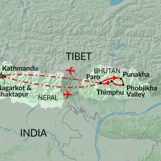 tourhub | Encounters Travel | Himalayan Kingdoms | Tour Map