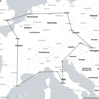 tourhub | Euroventure Travel | Whole of Europe Rail Tour | Tour Map