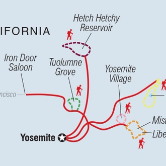 tourhub | Intrepid Travel | Hiking in Yosemite National Park | Tour Map