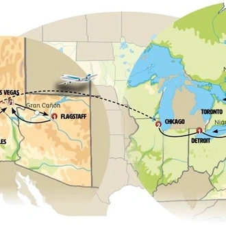 tourhub | Europamundo | Canadian Capitals with Chicago and West Coast | Tour Map