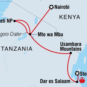 tourhub | Intrepid Travel | Nairobi to Stone Town | Tour Map