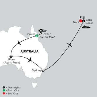 tourhub | Globus | Independent Journey Down Under with Fiji | Tour Map