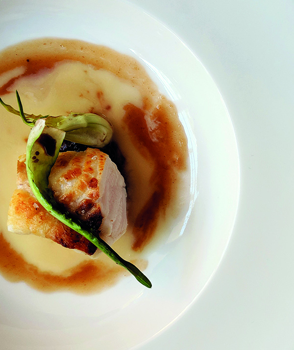 Sea: monkfish, miso, saffron mussel velouté