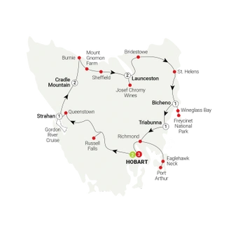 tourhub | AAT Kings | Perfect Tasmania | Tour Map