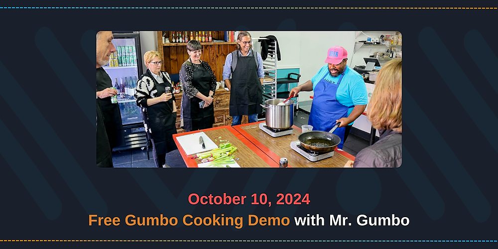 Mr. Gumbo doing a cooking demo