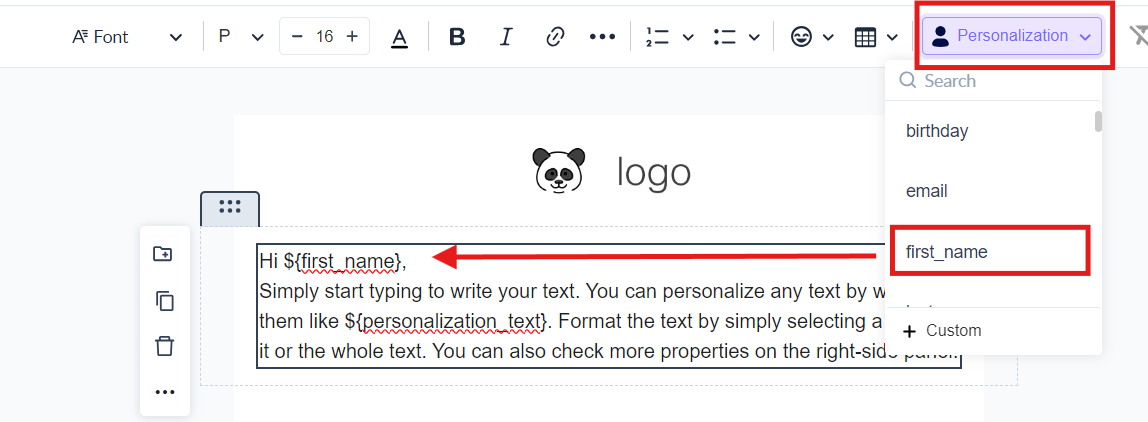 How to use personalization parameter in your template?