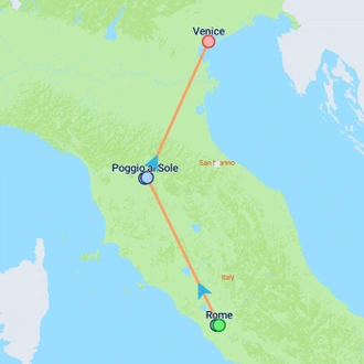 tourhub | On The Go Tours | Rome, Florence & Venice By Train - 8 days | Tour Map