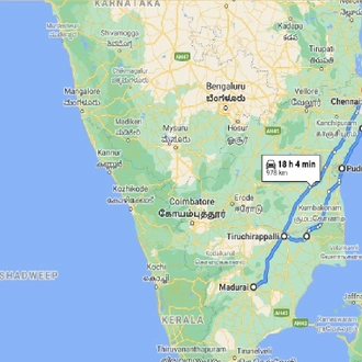 tourhub | Holidays At | Highlights of Tamil Nadu | Tour Map