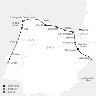 tourhub | Globus | Lisbon & Northern Spain | Tour Map