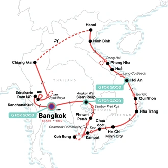 tourhub | G Adventures | The Most Southeast Asia: Thailand, Vietnam & Cambodia | Tour Map