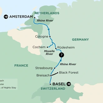tourhub | APT | The Rhine and Moselle Christmas Markets | Tour Map
