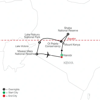 tourhub | Globus | Kenya: A Classic Safari with Nairobi | Tour Map