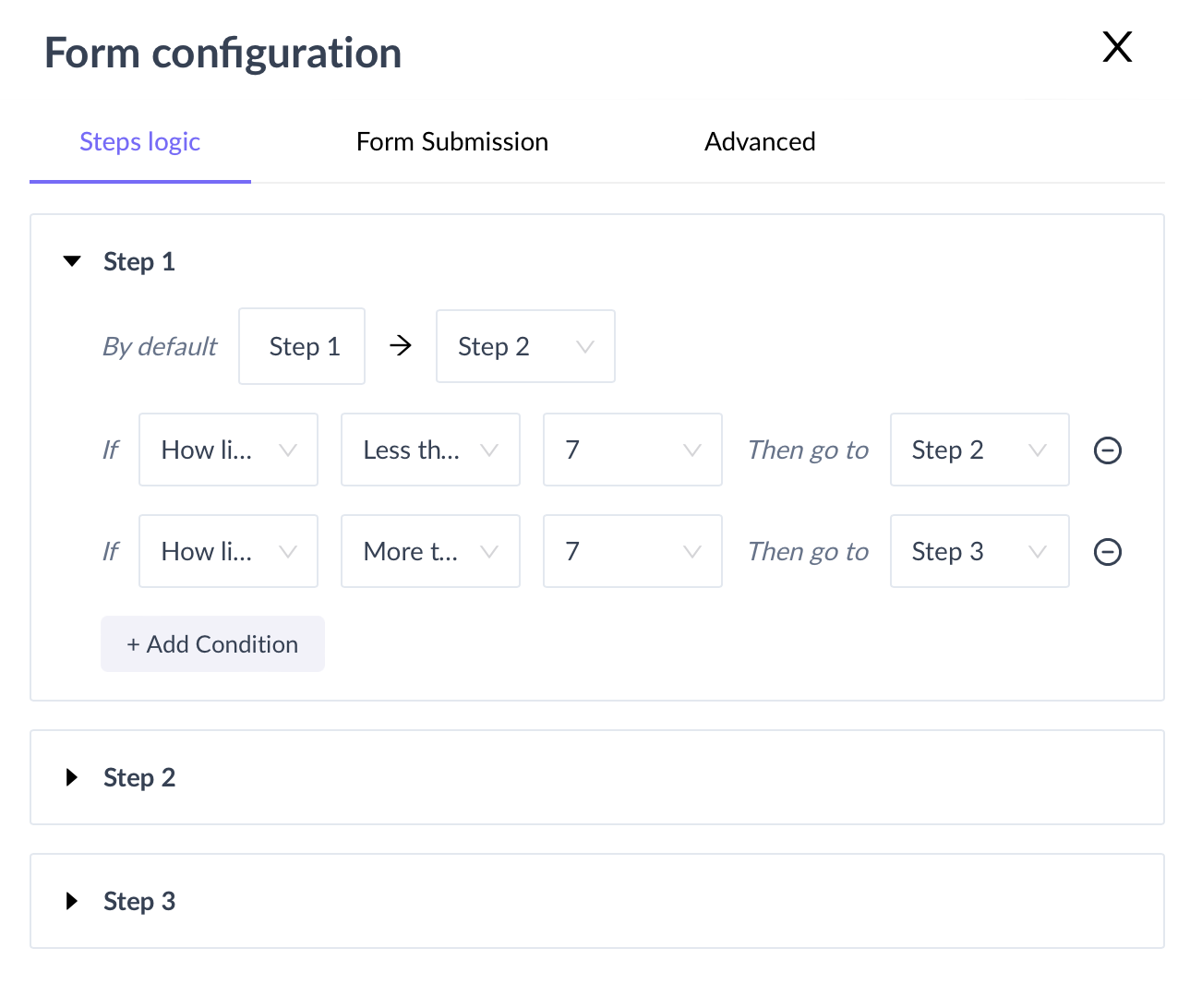 Adding conditional logic within forms in Mailmodo