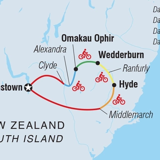 tourhub | Intrepid Travel | Cycle New Zealand: Otago Rail Trail | Tour Map