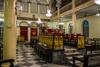 The synagogue beautiful interior: beautiful soaring ceiling and columns, intricately-carved central bima and, at the far end, hekhal hekosh or the Holy Ark.