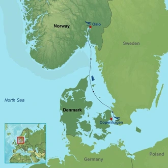 tourhub | Indus Travels | Discover Copenhagen and Oslo | Tour Map