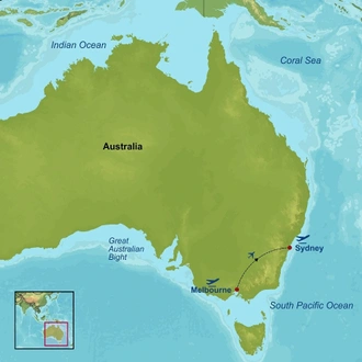 tourhub | Indus Travels | Melbourne and Sydney City Package | Tour Map