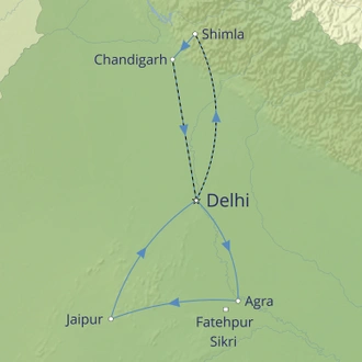 tourhub | Cox & Kings | The Golden Triangle & Shimla | Tour Map