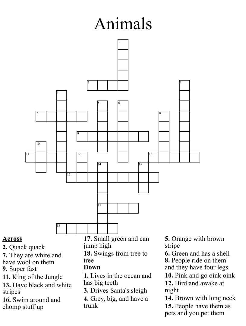 Printable Crossword Puzzles For Middle School Students Printable 