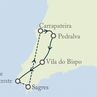 tourhub | Exodus | Walk the Algarve's Wild West, Self-Guided | Tour Map