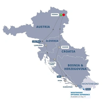 tourhub | Trafalgar | Highlights of Austria, Slovenia and Croatia End Vienna | Tour Map