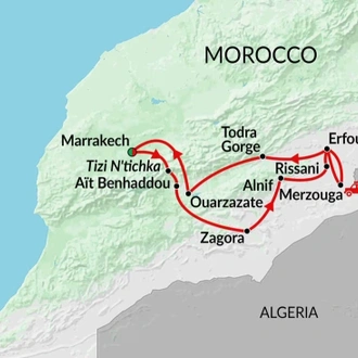 tourhub | Encounters Travel | Morocco Desert Safari tour | Tour Map