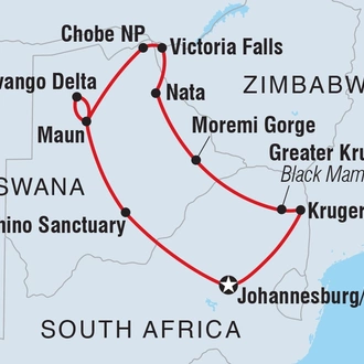 tourhub | Intrepid Travel | Experience Southern Africa | Tour Map