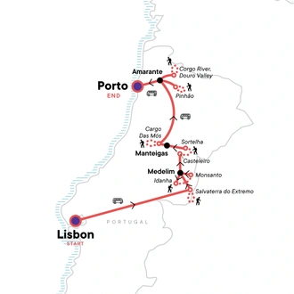 tourhub | G Adventures | Portugal: Village Walks & the Douro Valley | Tour Map
