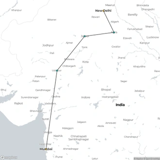 tourhub | Holidays At | Golden Triangle with Mumbai Tour | Tour Map