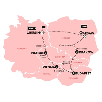 tourhub | Contiki | Eastern Road | End Berlin | Summer | 2025 | Tour Map
