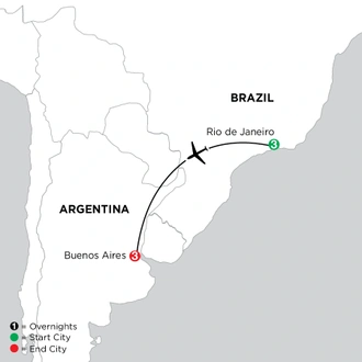 tourhub | Globus | Independent Rio de Janeiro City Stay with Buenos Aires | Tour Map