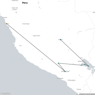 tourhub | Lima Tours | Living Peru with Vinicunca | Tour Map