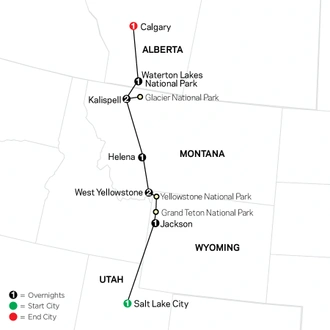 tourhub | Cosmos | National Parks of the Northwest | Tour Map