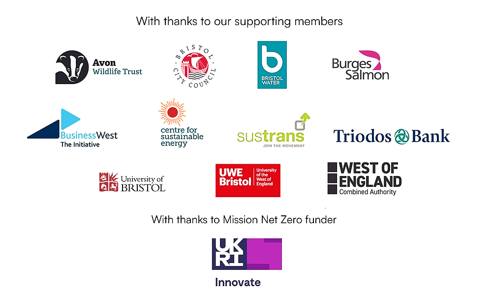 Logos of supporting members and Mission Net Zero funder Innovate UK