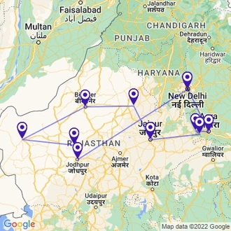 tourhub | Panda Experiences | Adventure Tour of Rajasthan | Tour Map
